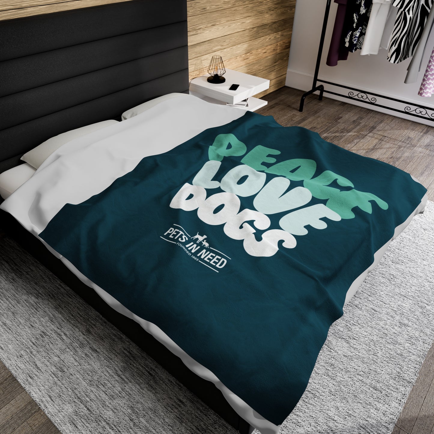 Peace Love Dogs Velveteen Plush Blanket