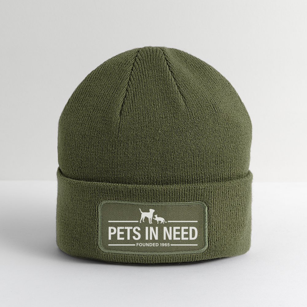 Pets In Need Logo Patch Beanie - olive