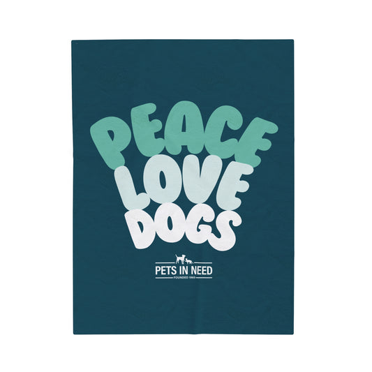 Peace Love Dogs Velveteen Plush Blanket