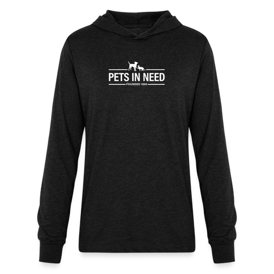 Pets In Need Logo Long Sleeve Hoodie Shirt - heather black