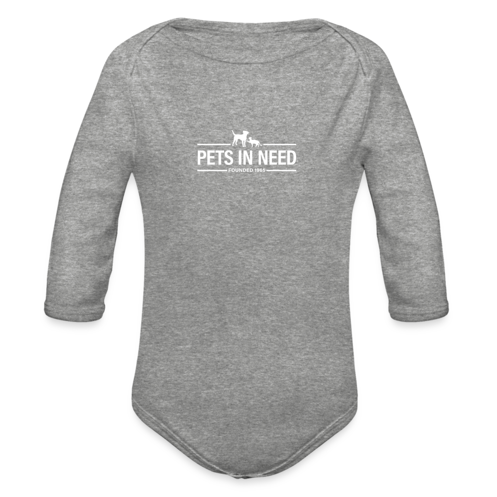 Pets In Need Long Sleeve Baby Bodysuit - heather grey