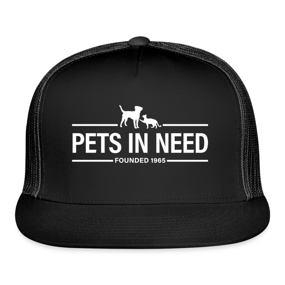 Pets In Need Logo Trucker Hat - black/black