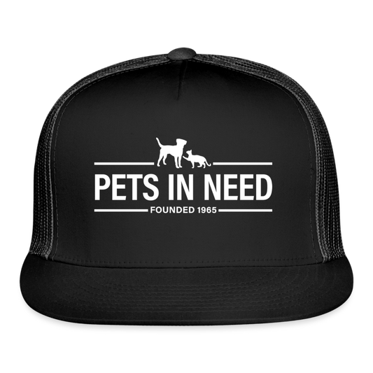 Pets In Need Logo Trucker Hat - black/black