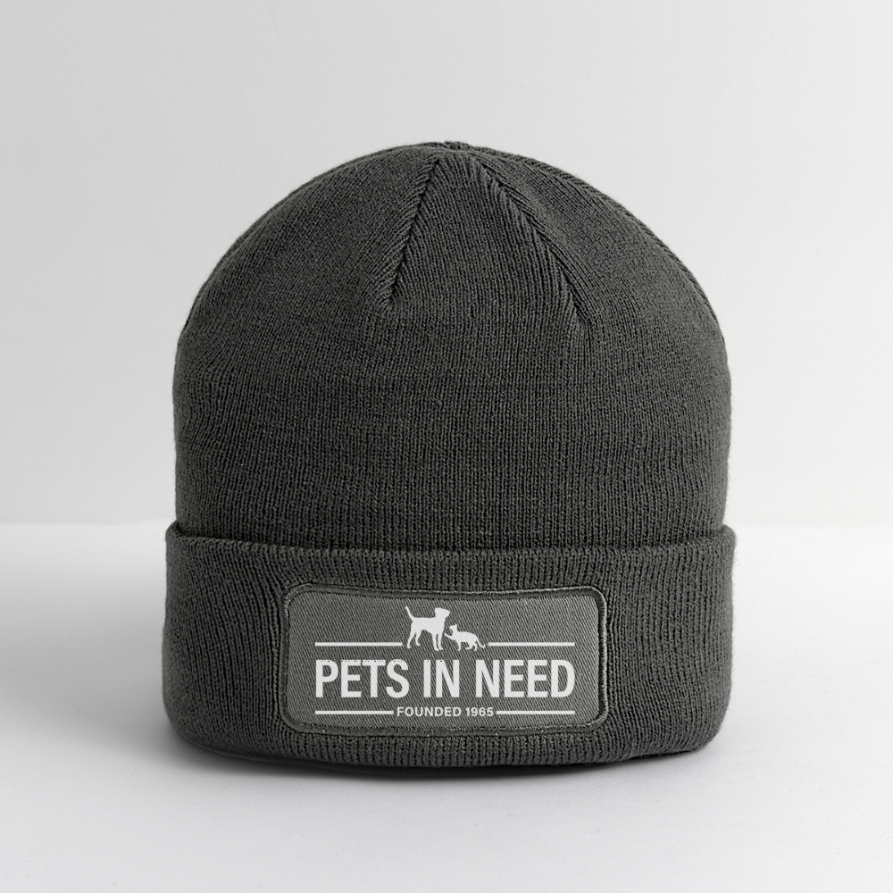 Pets In Need Logo Patch Beanie - charcoal grey