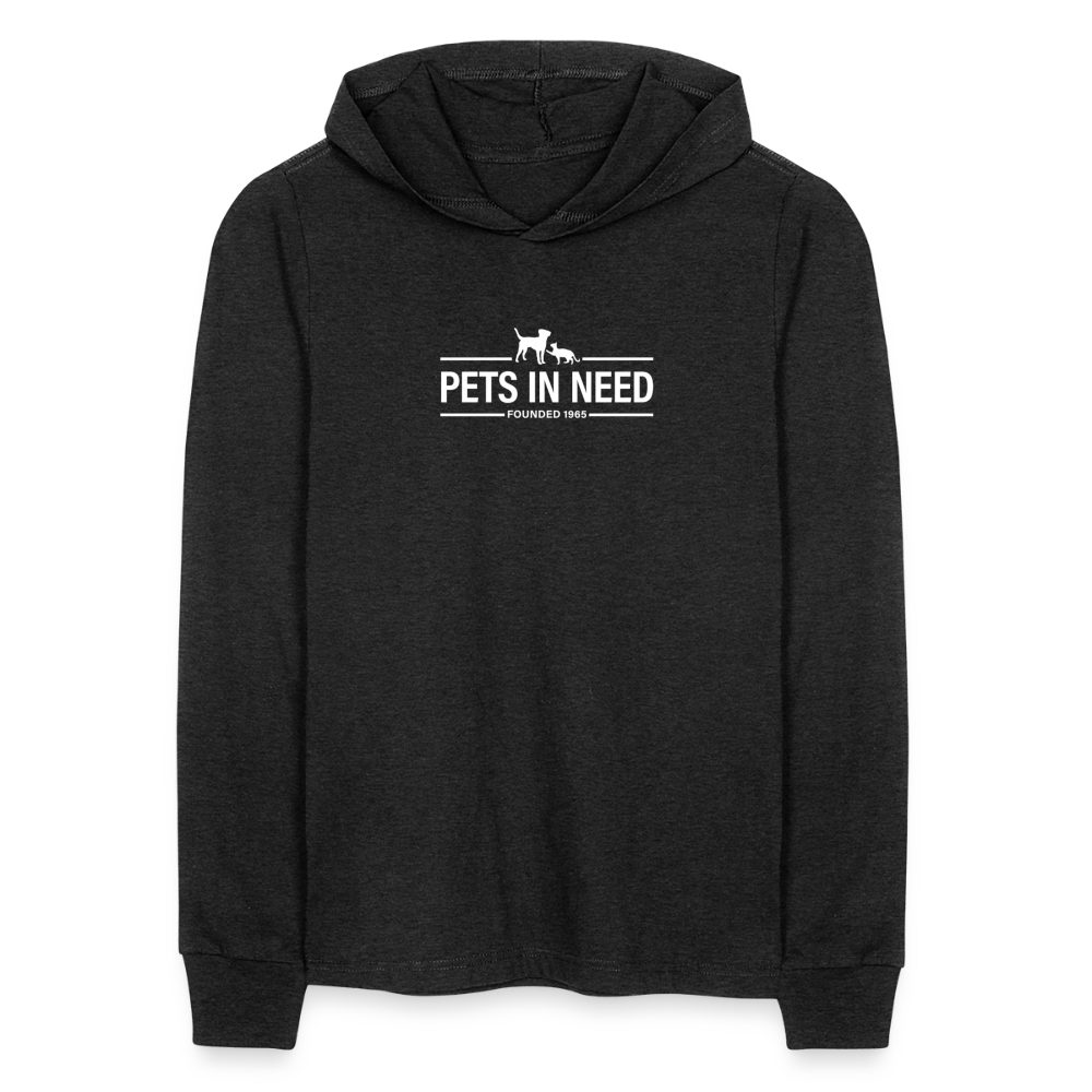 Pets In Need Logo Long Sleeve Hoodie Shirt - heather black