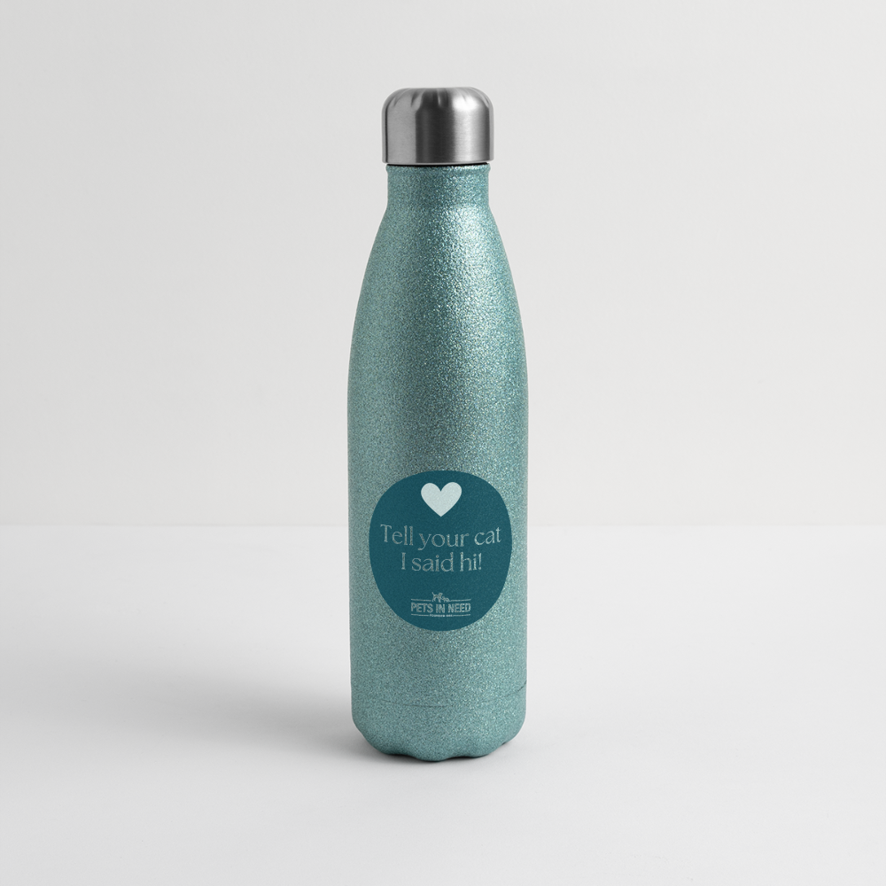 Insulated Stainless Steel Water Bottle - turquoise glitter