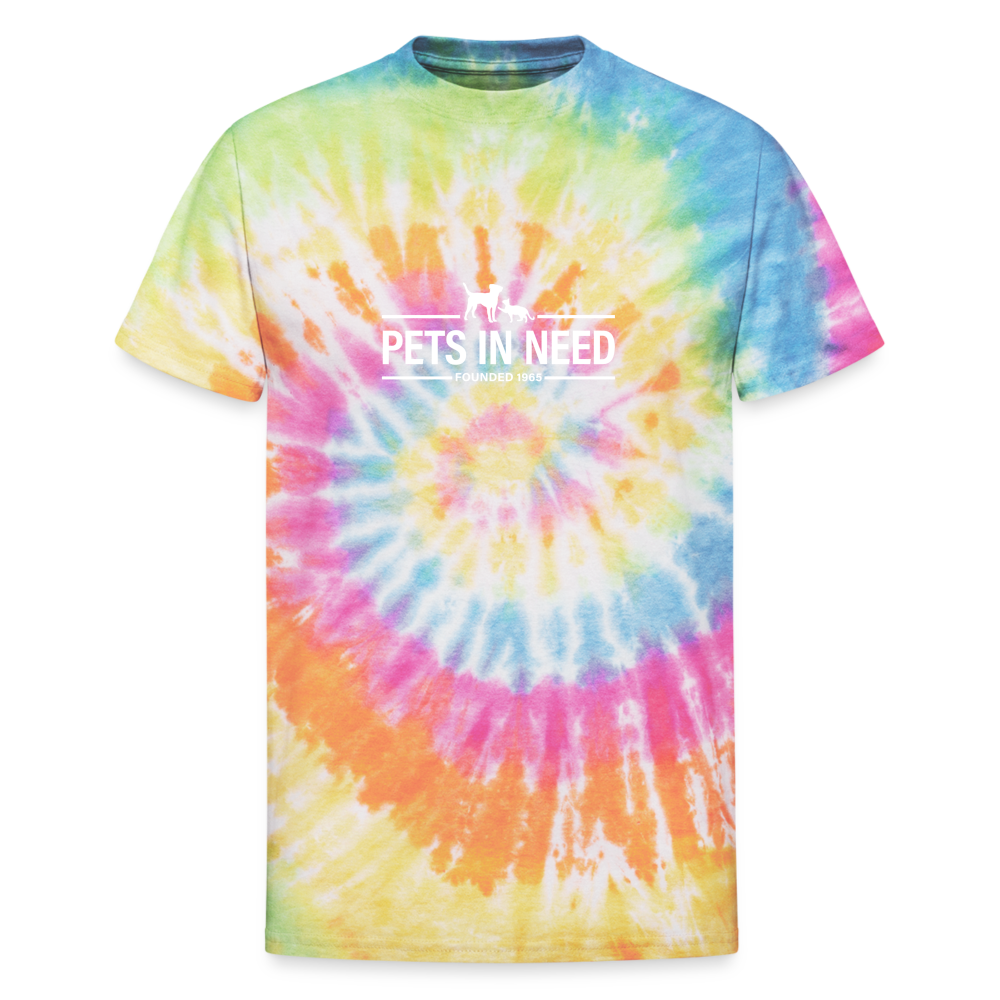 Pets In Need Logo Tie Dye T-Shirt - rainbow