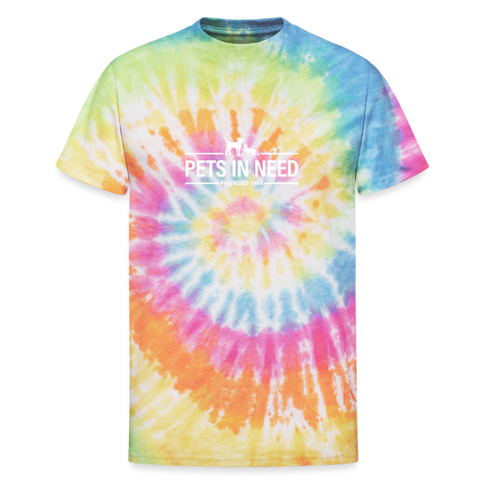 Pets In Need Logo Tie Dye T-Shirt - rainbow