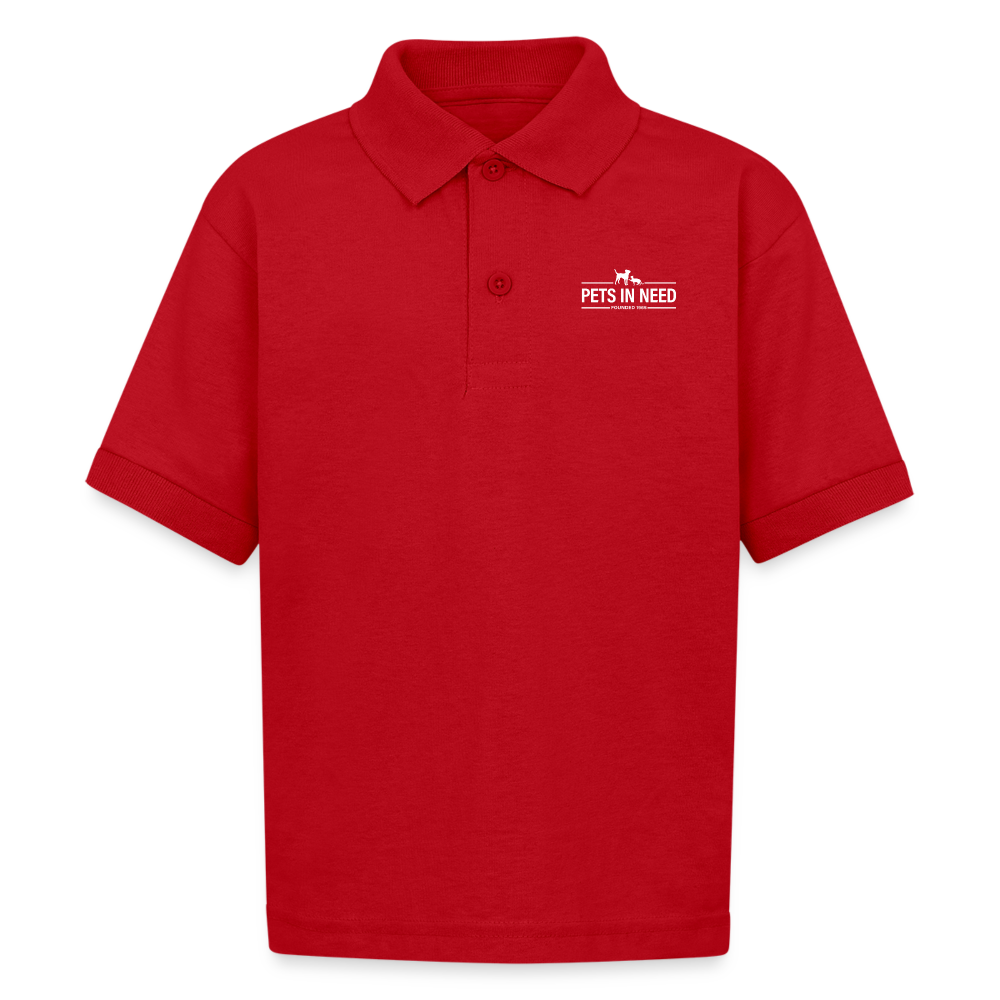 Pets In Need Kid's Jersey Polo - red