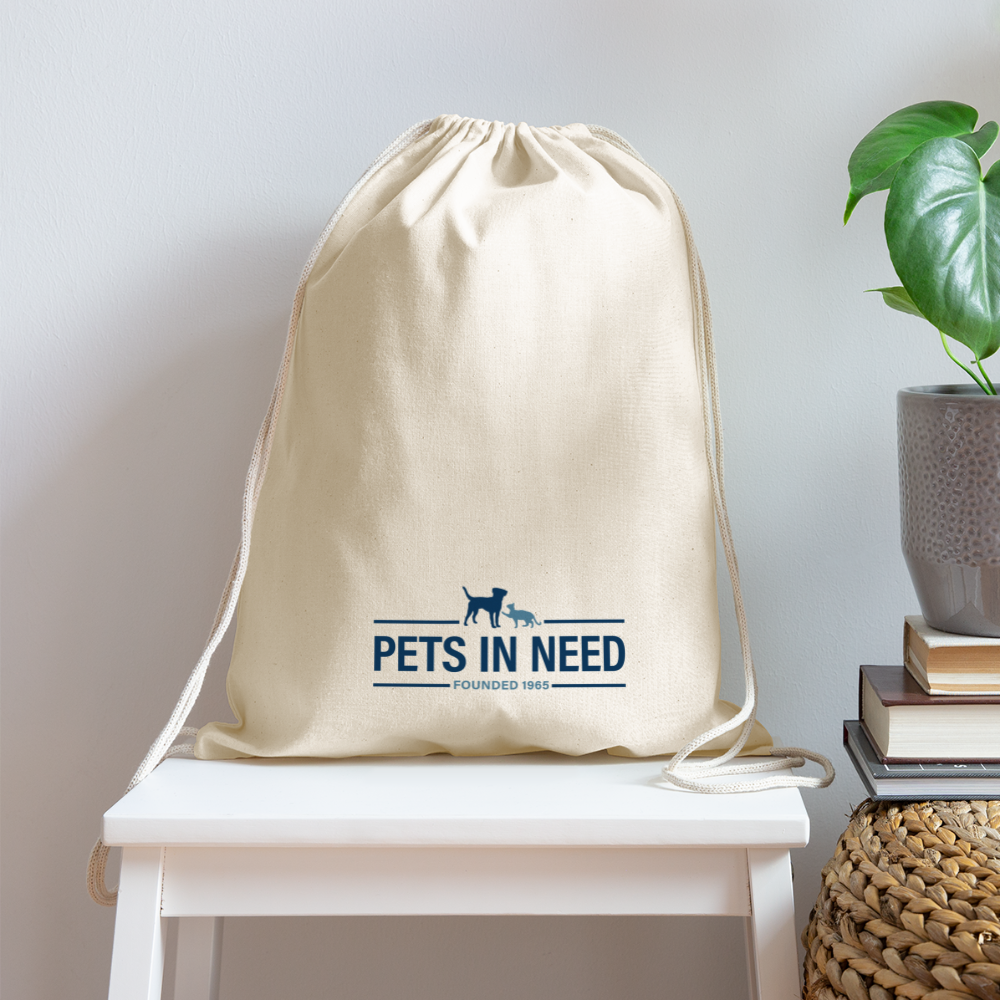 Pets In Need Logo Drawstring Bag - natural