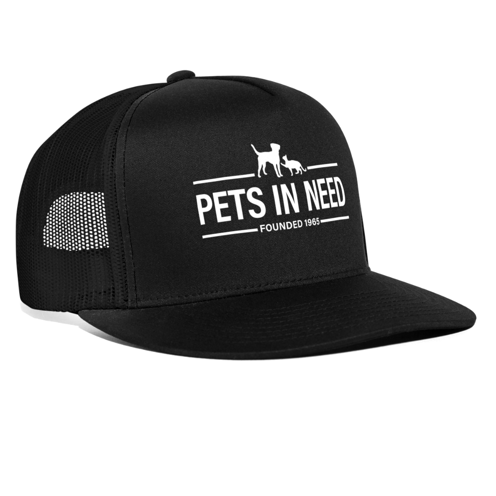 Pets In Need Logo Trucker Hat - black/black