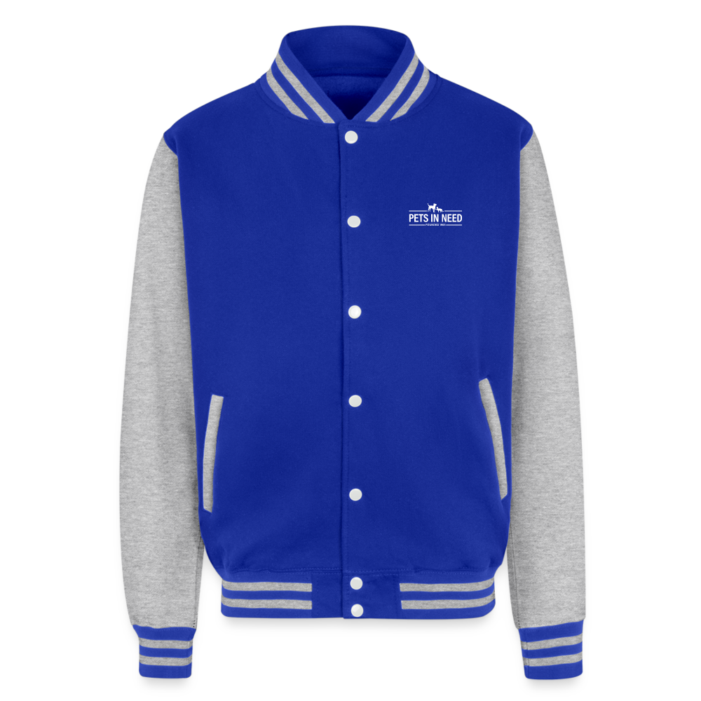 Pets In Need Letterman Jacket - royal/heather grey