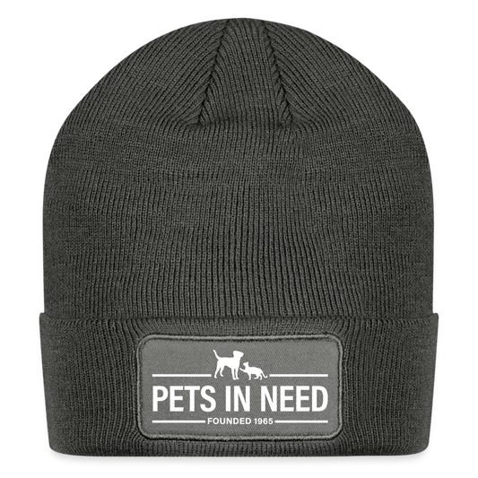 Pets In Need Logo Patch Beanie - charcoal grey