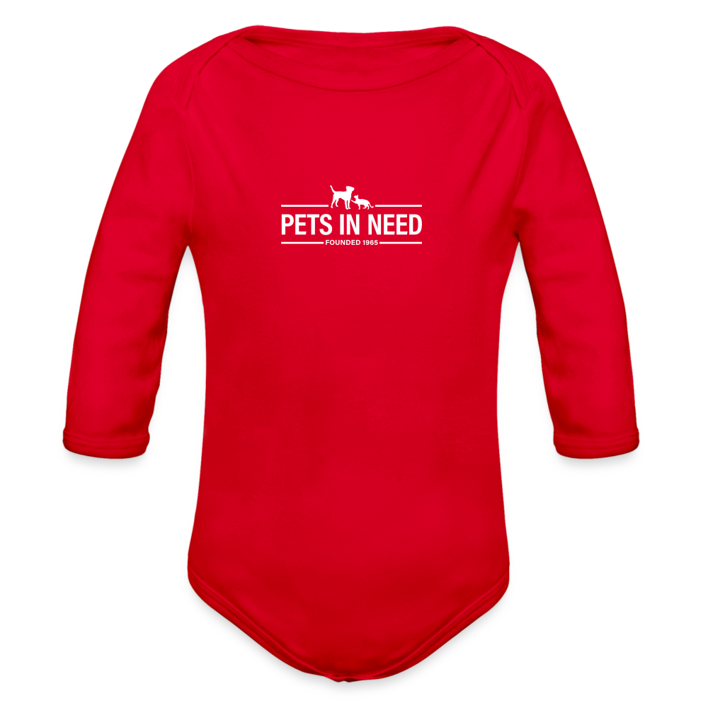 Pets In Need Long Sleeve Baby Bodysuit - red