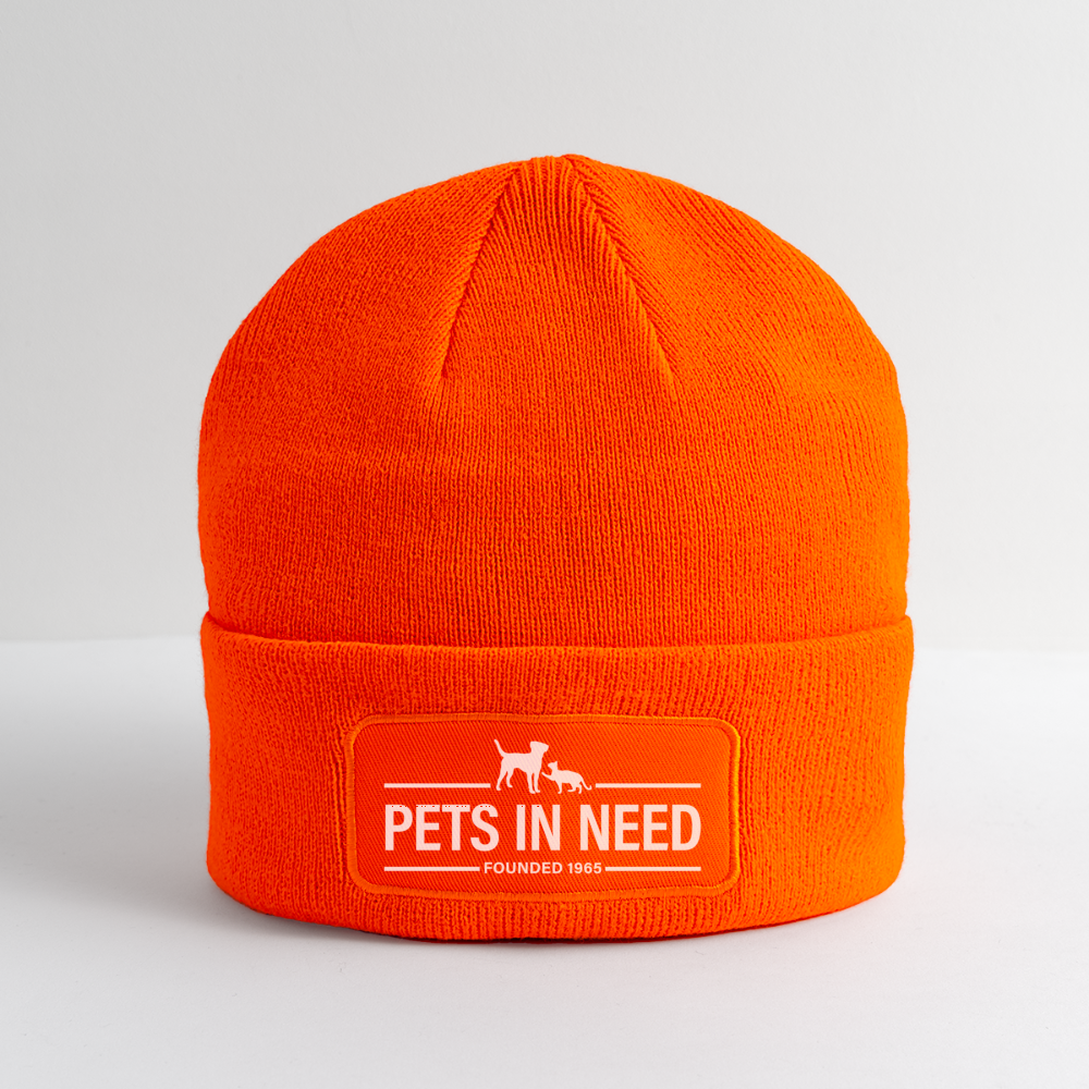 Pets In Need Logo Patch Beanie - neon orange