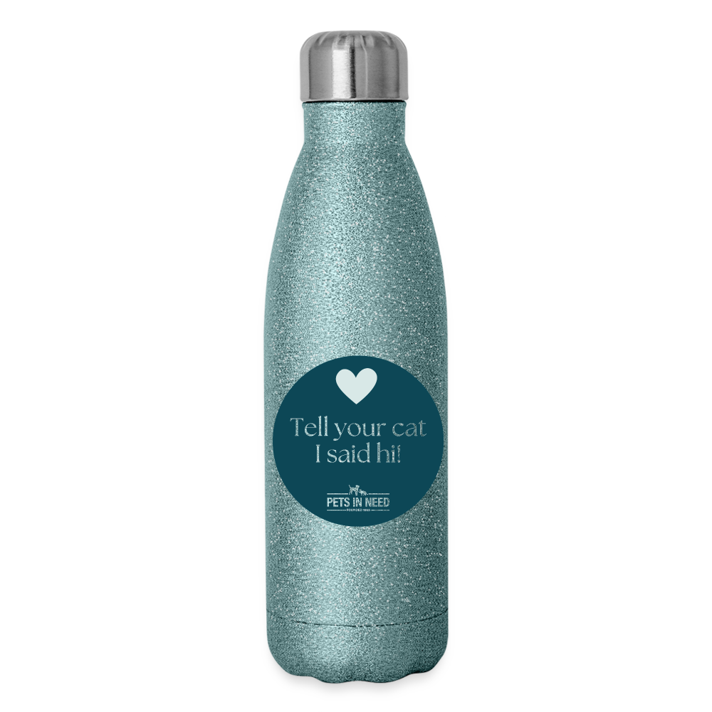 Insulated Stainless Steel Water Bottle - turquoise glitter