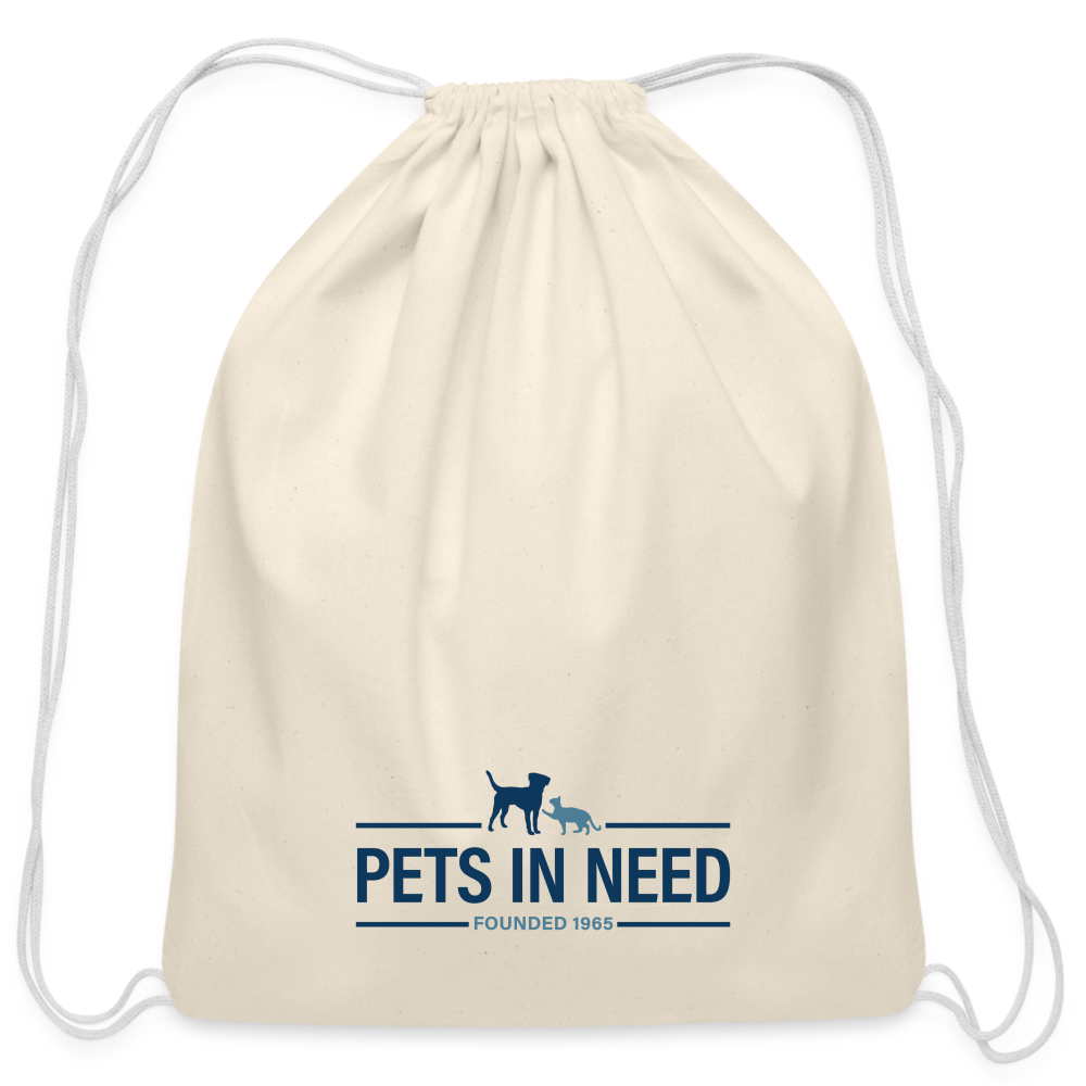 Pets In Need Logo Drawstring Bag - natural