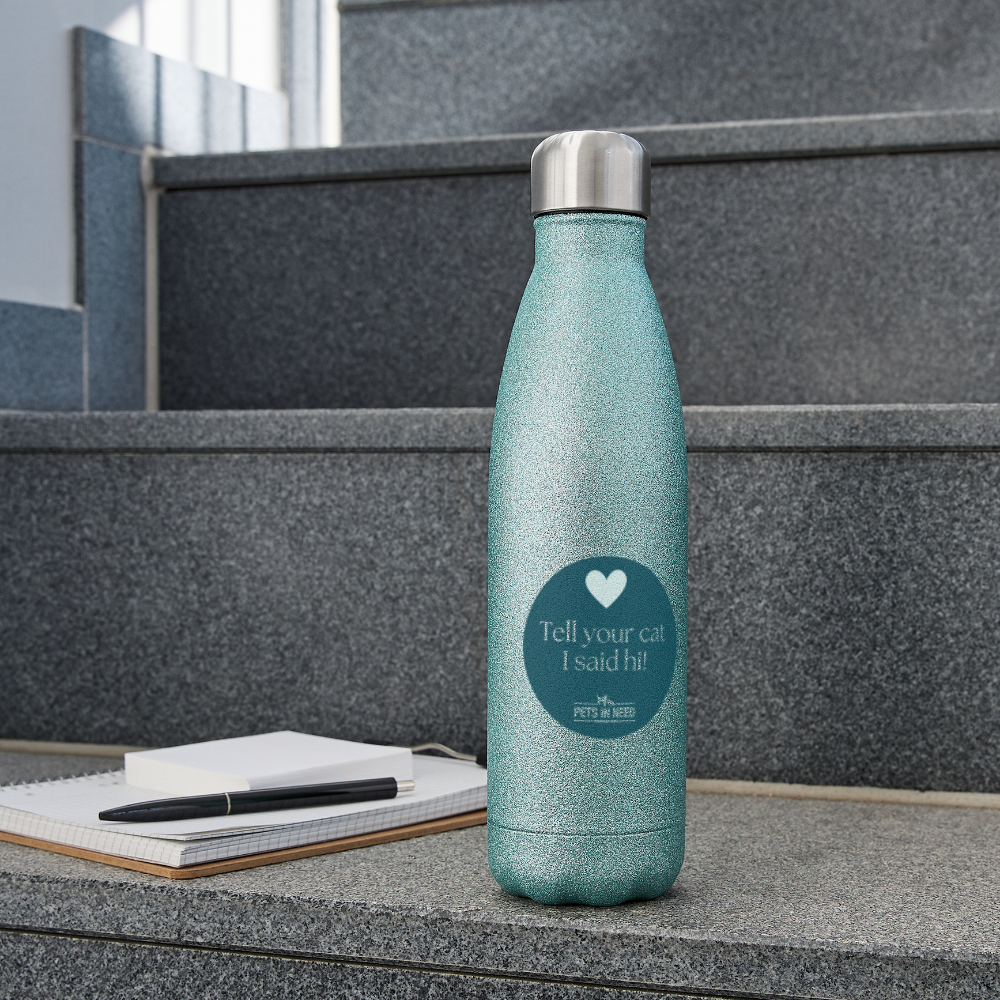 Insulated Stainless Steel Water Bottle - turquoise glitter