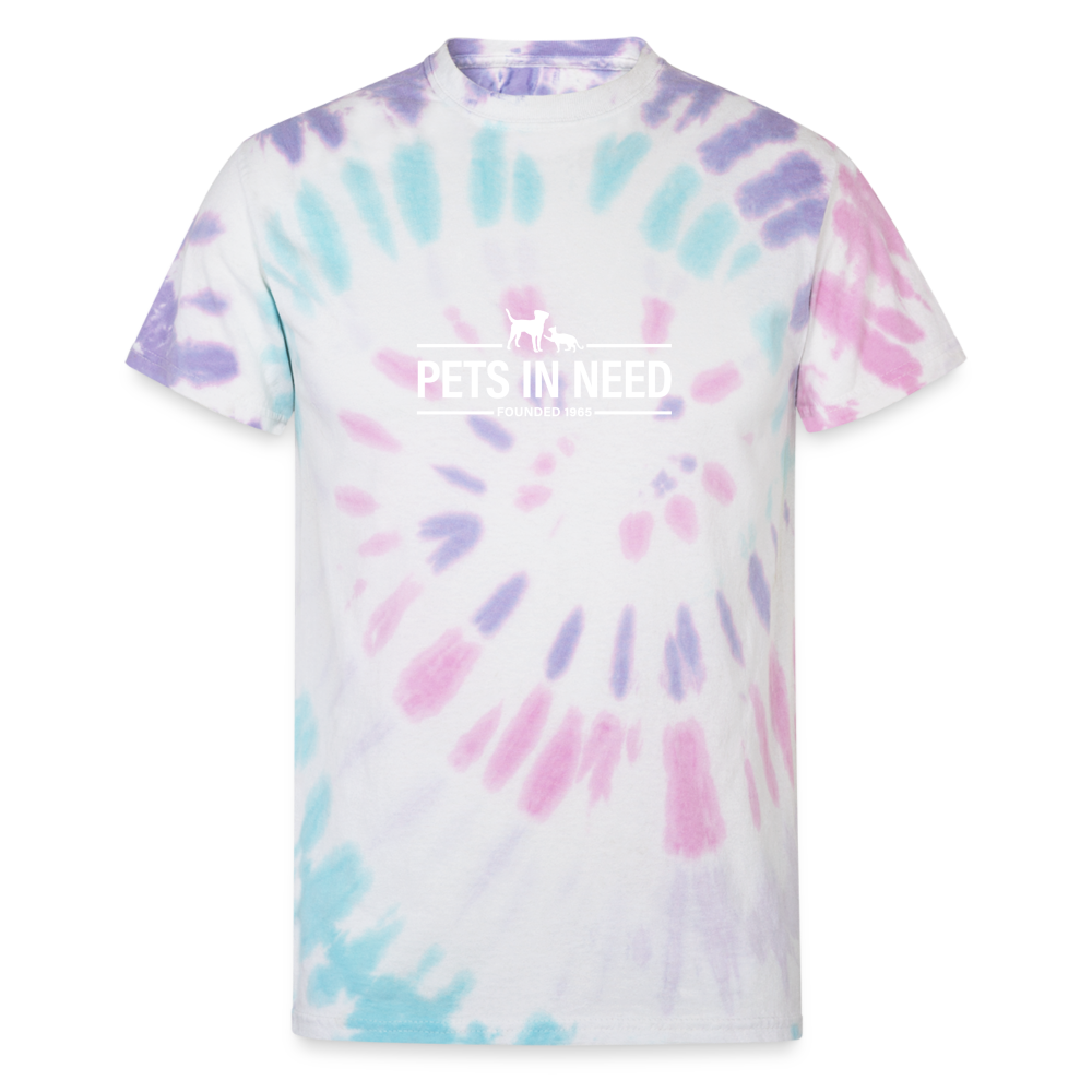 Pets In Need Logo Tie Dye T-Shirt - Pastel Spiral