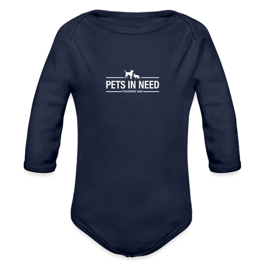 Pets In Need Long Sleeve Baby Bodysuit - dark navy