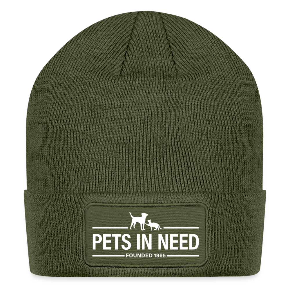 Pets In Need Logo Patch Beanie - olive