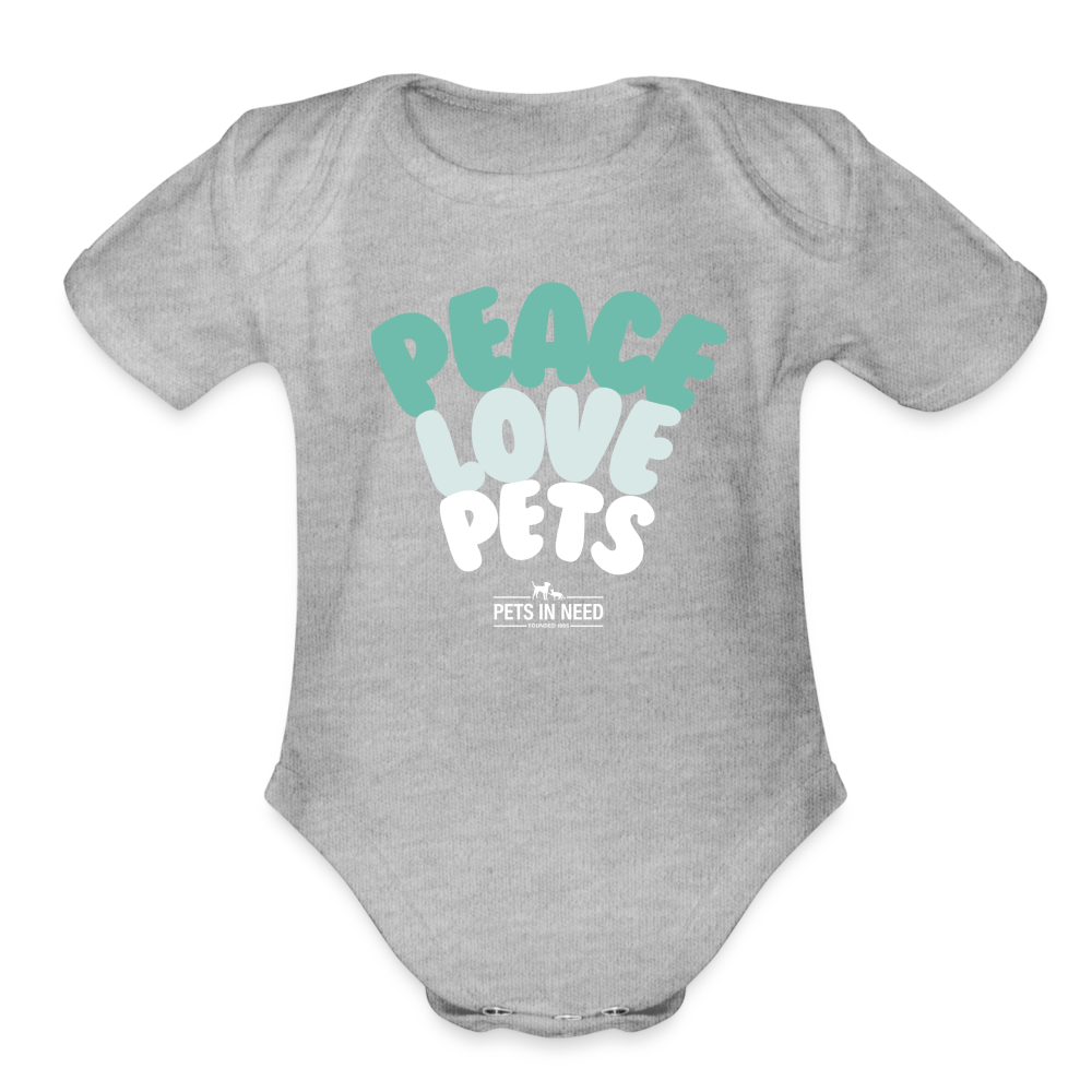 Peace, Love, Pets Short Sleeve Baby Bodysuit - heather grey