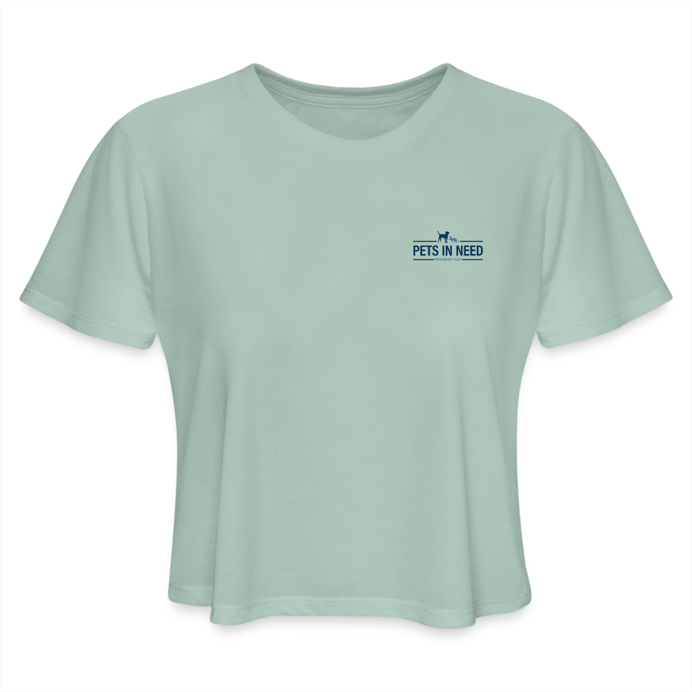 Pets In Need Logo Cropped T-Shirt - dusty mint blue