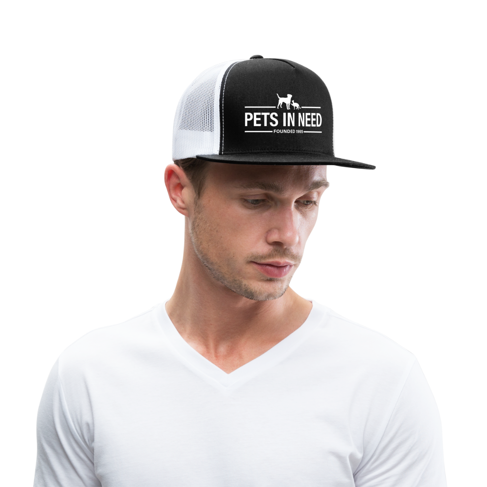 Pets In Need Logo Trucker Hat - black/white