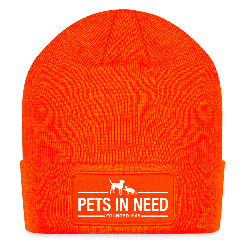 Pets In Need Logo Patch Beanie - neon orange
