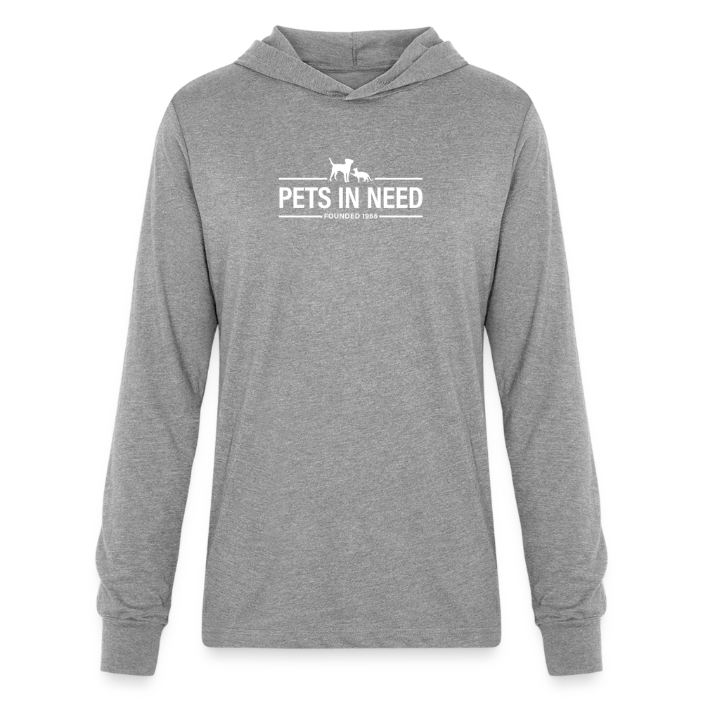 Pets In Need Logo Long Sleeve Hoodie Shirt - heather grey