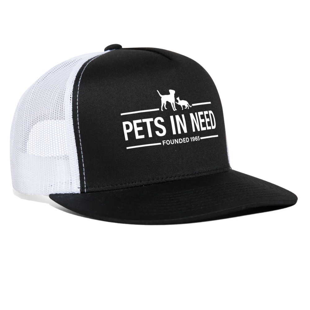 Pets In Need Logo Trucker Hat - black/white