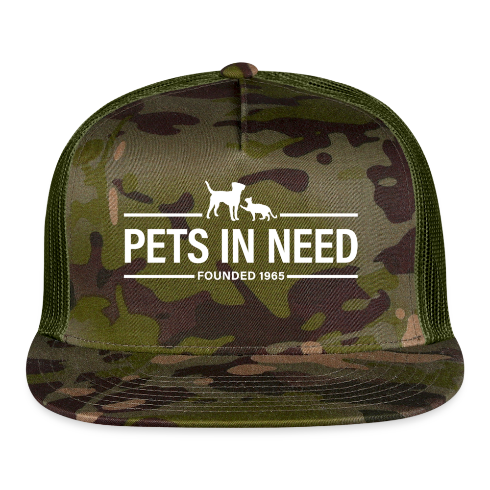 Pets In Need Logo Trucker Hat - MultiCam\green