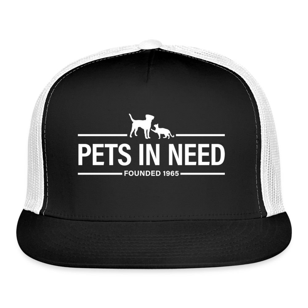 Pets In Need Logo Trucker Hat - black/white